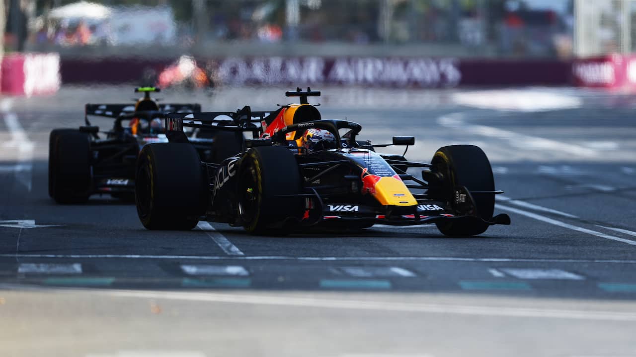Verstappen komt tiende tekort om Russell van zege te houden in GP Azerbeidzjan