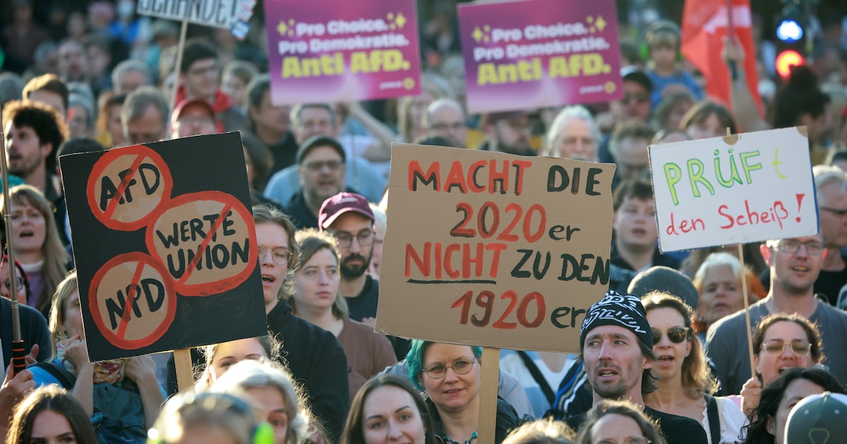 Duizenden Duitsers demonstreren tegen extreemrechtse monsterzege in Saksen-Anhalt